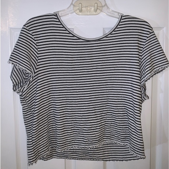American Eagle Black and White Stripe Crop Top, L - Picture 1 of 3